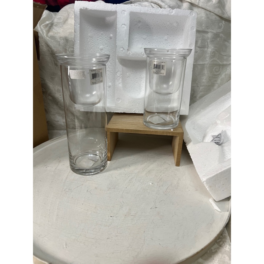 Yankee Candle Clear Glass Cylinder Set 1278942 Votive Hurricane Vases 2 Pack